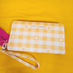 Betsey Johnson Yellow Flower Gingham Spring time Wallet Wristlet Zip Around