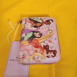 Loungefly Disney Princess Group Mulan Belle Ariel Tiana Pink Zip Wallet