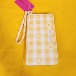 Betsey Johnson Yellow Flower Gingham Spring time Wallet Wristlet Zip Around