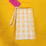 Betsey Johnson Yellow Flower Gingham Spring time Wallet Wristlet Zip Around