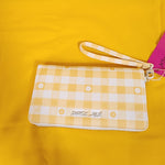Betsey Johnson Yellow Flower Gingham Spring time Wallet Wristlet Zip Around