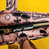 Betsey Johnson Pink Cheese Plate Wine Bottle Insulated Lunch Tote Bag