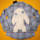 Cakeworthy Disney Lilo and Stitch Blue Flannel Shirt Unisex Medium