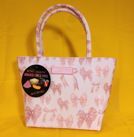 Betsey Johnson Pink Ribbon Bow Insulated Lunch Tote Bag