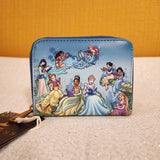 Princess Group Reading Books Zip Around Wallet Blue