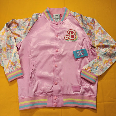 Barbie 65th Anniversary Unisex Bomber Jacket Pink Large
