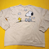 Snoopy & Woodstock Two-Sided Crewneck Sweatshirt Beige Adult 2XL