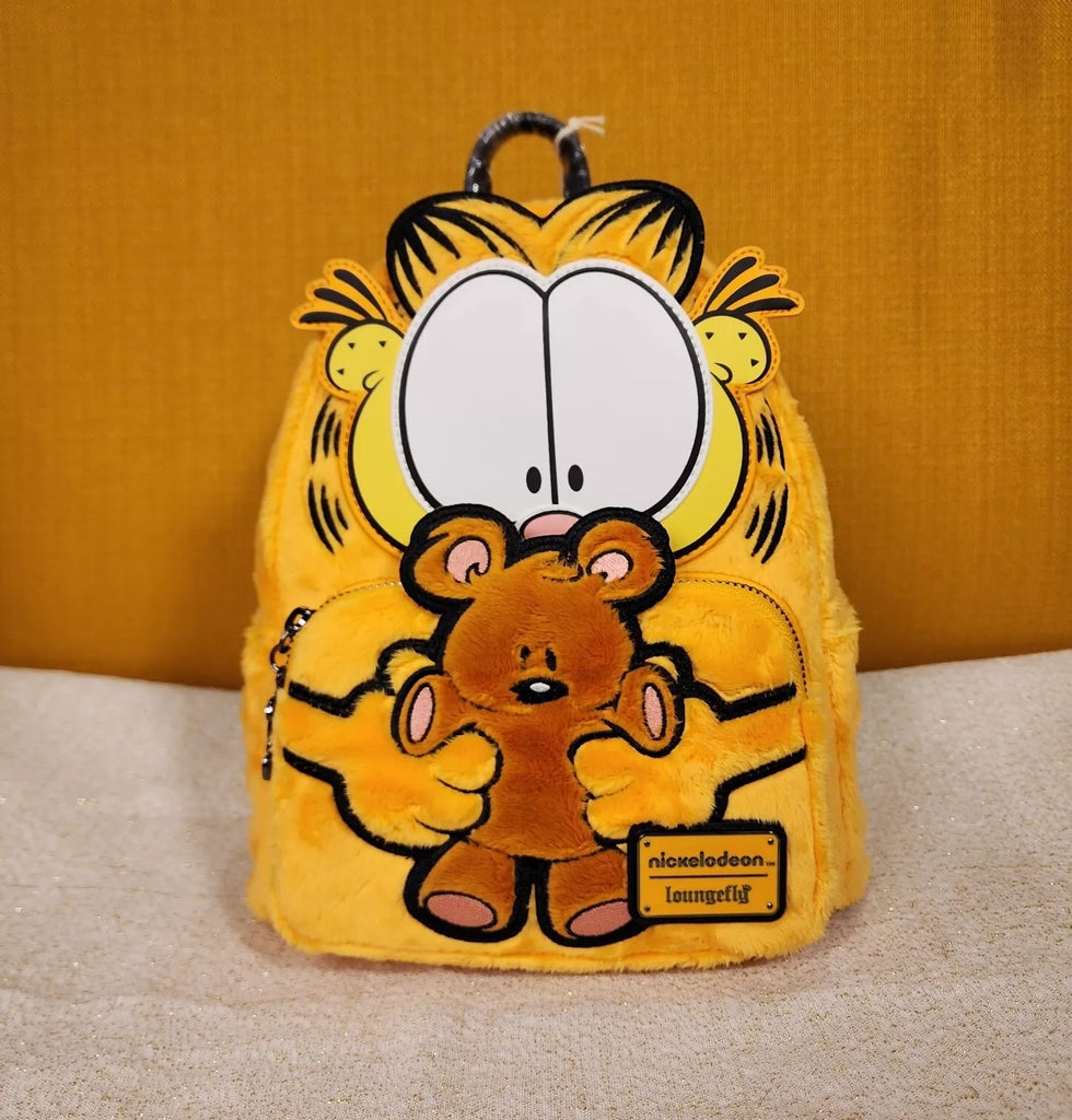 garfield mini backpack Loungefly & Pooky Plush Cosplay Steve's Hallmark layered over a printed comic background Garfield & Pooky Mini Backpack