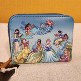 Princess Group Reading Books Zip Around Wallet Blue