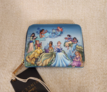 Princess Group Reading Books Zip Around Wallet Blue