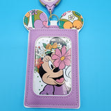 Loungefly Disney Minnie Mouse Ears Floral Spring Retractable Lanyard ID Holder