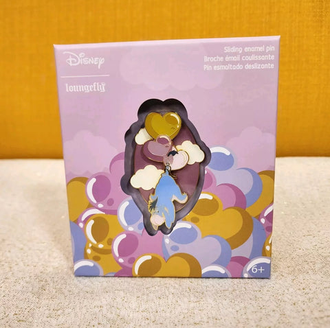Winnie the Pooh Eeyore Heart Balloons LE Sliding Enamel Pin