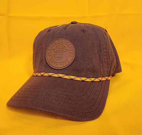 Smokey Bear Snapback Rope Hat Brown Please Be Careful with Fire Patch