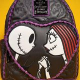 Loungefly Disney NBC Jack & Sally Quilted Heart Meant to Be Mini Backpack