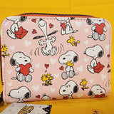 Loungefly Peanuts Snoopy & Woodstock Valentine's Day Heart AOP Zip Wallet