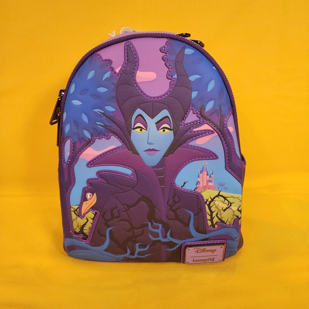 disney villains loungefly mini backpack Loungefly Disney Villains Sleeping Beauty Maleficent Crow Layered Mini – Get Lojos Mojo