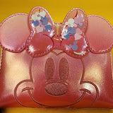 Disney Minnie Mouse Pink Iridecent Ears Bow Confetti Zip Wallet