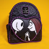 Loungefly Disney NBC Jack & Sally Quilted Heart Meant to Be Mini Backpack