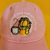 Garfield the Cat Pink Coffee Cup Dad Hat Baseball Cap Adjustable Embriodered NEW