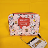 Loungefly Peanuts Snoopy & Woodstock Valentine's Day Heart AOP Zip Wallet