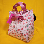Betsey Johnson Pink Rose Print Zip Top Insulated Lunch Tote Lunch Bag