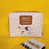 Loungefly Peanuts Snoopy Woodstock Christmas Wreath Zip Around Wallet