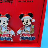 Disney BaubleBar Mickey Mouse Santa Candy Cane Stud Dangle Earrings Christmas
