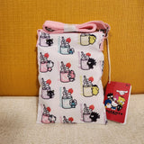 Hello Kitty And Friends Drinks Pink AOP Passport Bag