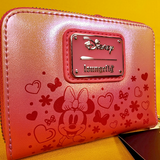 Disney Minnie Mouse Pink Iridecent Ears Bow Confetti Zip Wallet