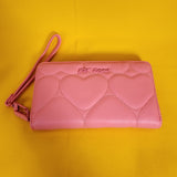 Betsey Johnson Pink Quilted Heart Love Wallet Wristlet Zip No Tags Attached
