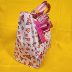 Betsey Johnson Pink Rose Print Zip Top Insulated Lunch Tote Lunch Bag