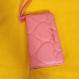 Betsey Johnson Pink Quilted Heart Love Wallet Wristlet Zip No Tags Attached