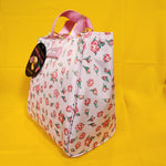 Betsey Johnson Pink Rose Print Zip Top Insulated Lunch Tote Lunch Bag
