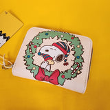 Loungefly Peanuts Snoopy Woodstock Christmas Wreath Zip Around Wallet