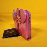 Disney Minnie Mouse Pink Iridecent Ears Bow Confetti Zip Wallet