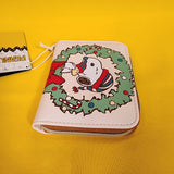 Loungefly Peanuts Snoopy Woodstock Christmas Wreath Zip Around Wallet