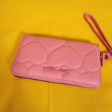 Betsey Johnson Pink Quilted Heart Love Wallet Wristlet Zip No Tags Attached