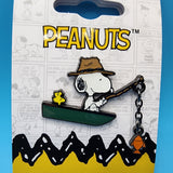 Loungefly Peanuts Snoopy and Woodstock Fishing Boat Dangling Enamel Pin NEW