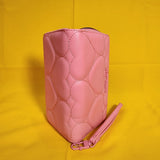 Betsey Johnson Pink Quilted Heart Love Wallet Wristlet Zip No Tags Attached