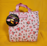 Betsey Johnson Pink Rose Print Zip Top Insulated Lunch Tote Lunch Bag