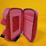 Disney Minnie Mouse Pink Iridecent Ears Bow Confetti Zip Wallet