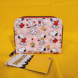 Loungefly Peanuts Snoopy & Woodstock Valentine's Day Heart AOP Zip Wallet