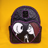 Loungefly Disney NBC Jack & Sally Quilted Heart Meant to Be Mini Backpack