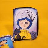 Loungefly Coraline Button Eye Flower the Cat Halloween Zip Around Wallet NEW