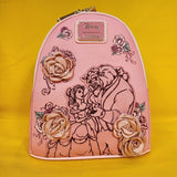 Loungefly Disney Princess Beauty and the Beast Pink Roses Belle Mini Backpack