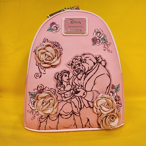 Loungefly Disney Princess Beauty and the Beast Pink Roses Belle Mini Backpack