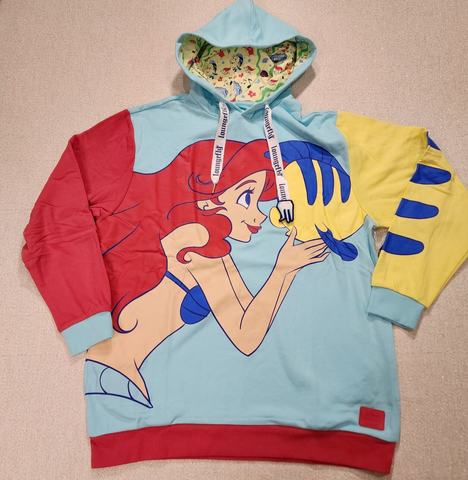 Ariel & Flounder the Little Mermaid Hoodie L