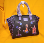 Disney Villains Floral Group Icons Satchel Purple Handbag