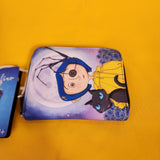 Loungefly Coraline Button Eye Flower the Cat Halloween Zip Around Wallet NEW