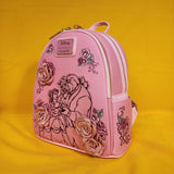 Loungefly Disney Princess Beauty and the Beast Pink Roses Belle Mini Backpack